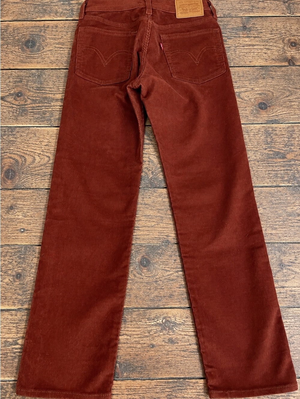 Levi’s Premium Wedgie Straight Corduroy Jeans Rust Brown 24